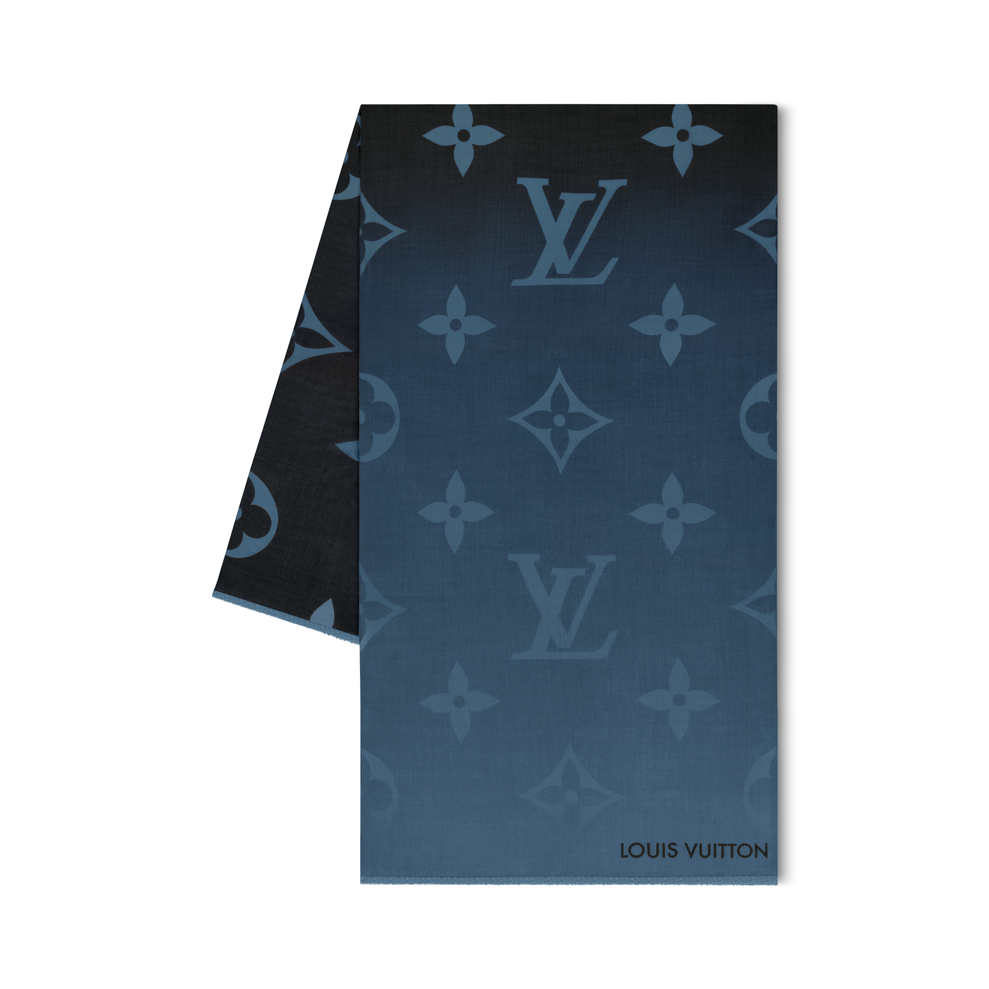 LOUIS VUITTON ネイビー スカーフ Louis Vuitton Navy Blue Monogram Silk/Wool Shawl Scarf | Yoogi's